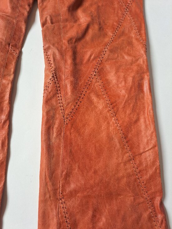 Plein Sud Women's 100% Leather Brick color Pants Size 36/4 - Picture 6 of 14